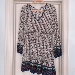 Altar’d State - long sleeve patterned mini dress